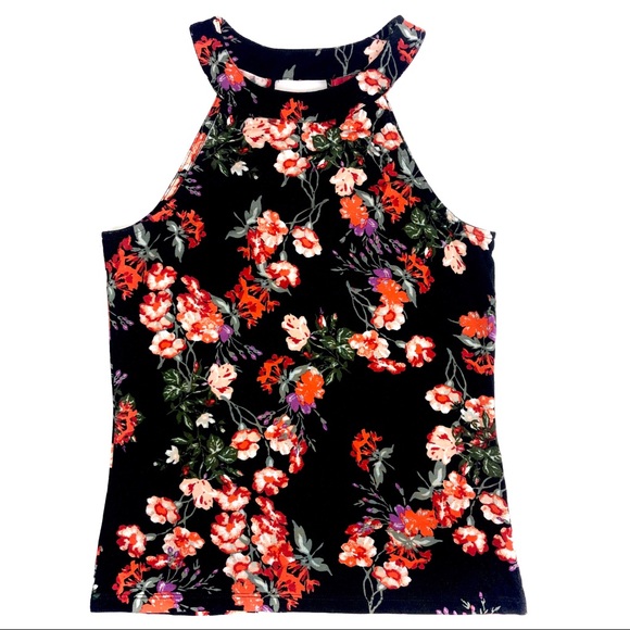 Keyhole neck Floral halter top women - Picture 2 of 6